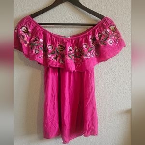 Off the shoulder embroidered top